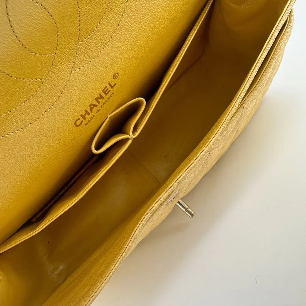 Chanel Yellow Iridescent Quilted Caviar Double Flap Bag - Picture 4 of 15